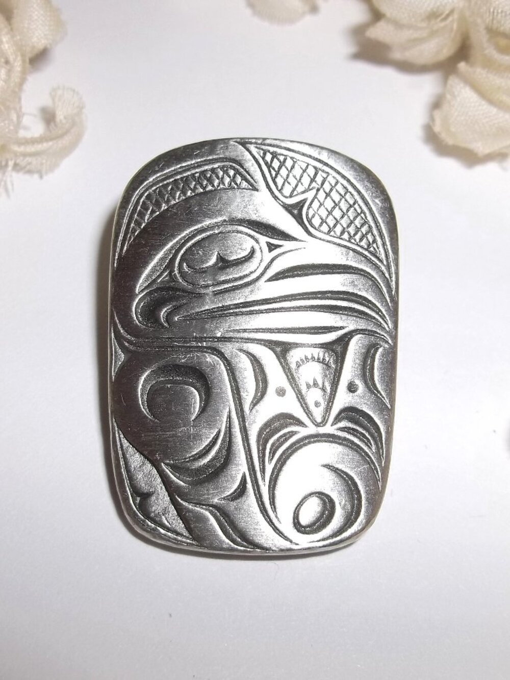 Pewter Brooch Pin Fredrick Pewter Canada Haida Raven Native American Bird D848